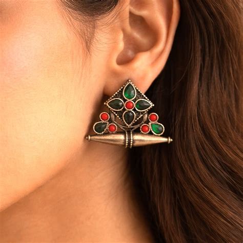 Shop Oxidised Earrings Jhumka, Black Metal Earrings for Women | Aashirs ...