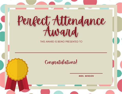 Perfect Attendance Certificate Template - Templates.maexproit.com