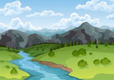 Mountains And River Clipart
