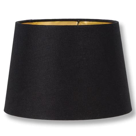 Retro Drum Lamp Shades - Black Color, 100% Fine Linen Material, Gold ...