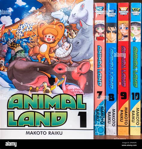 Animal Land Manga series. Books on shelf Stock Photo - Alamy