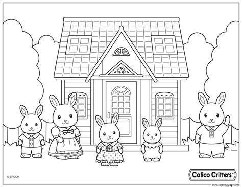 Calico Critters Cute Family Coloring page Printable