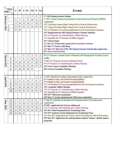 China Medical University English Calendar 2021‐2022 | 中國醫藥大學公共關係中心