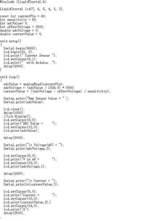 Image result for ACS712 Current Sensor Arduino Code