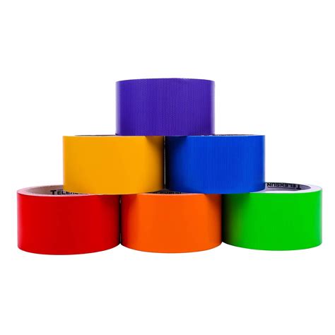 Colored Duct Tape - 2 Inch x 10 Yards per Rolls, 6 Rainbow Color ...