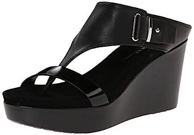 Buy Donald J Pliner Women's Jewel Wedge Sandal, Black Calf/Patent, 5.5 ...