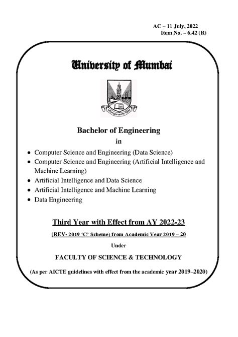 Revised Syllabus for Third Year Engineering (CSE) - University of ...