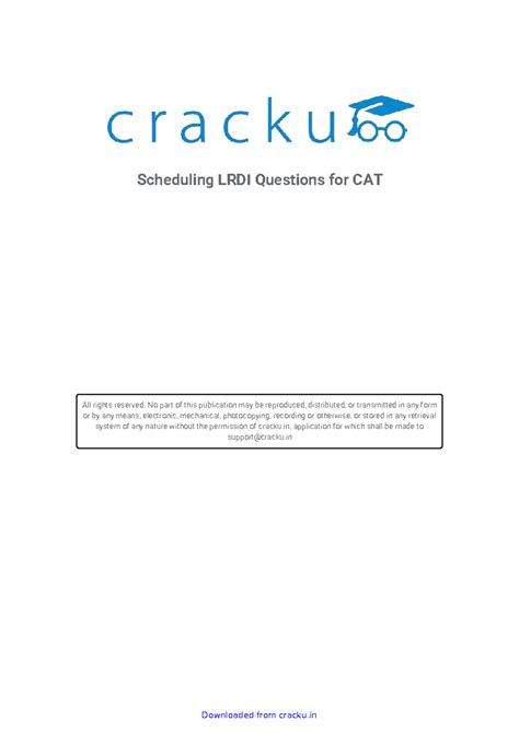 Scheduling LRDI Questions for CAT - No part of this publication may be ...