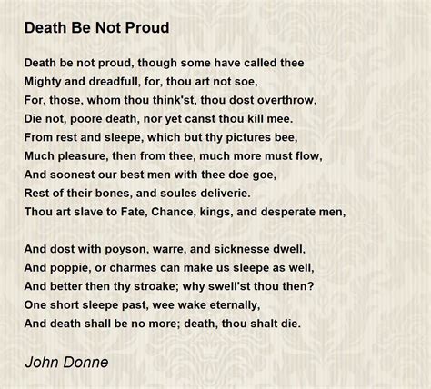 Death Be Not Proud Poem by John Donne - Poem Hunter