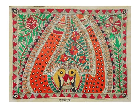 Buy Shyamta Devi Mithila Art Pair Peacocks Painting (Paper, 38 cm x 0.1 ...