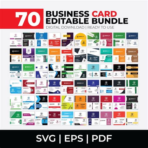 70 Business Card Templates Bundle, Editable Business Card, Digital Card ...