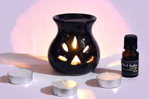 Real Product India Candle operated Aroma Burner (Black, 4"X3") with 3 ...