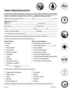 Fillable Online oocities Troop Resource Survey Form - oocities Fax ...