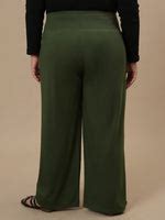 Shop Green Wide Leg Plus Size Pants