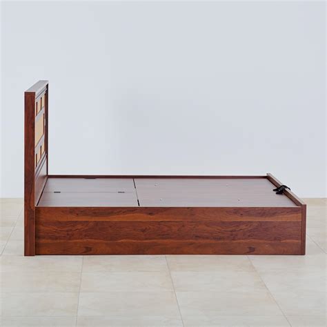 Buy Elsa Daisy Queen Bed with Hydraulic Storage - Brown from Home ...