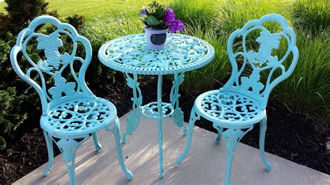 Bistro Set Makeover | Painted outdoor furniture, Wrought iron patio ...