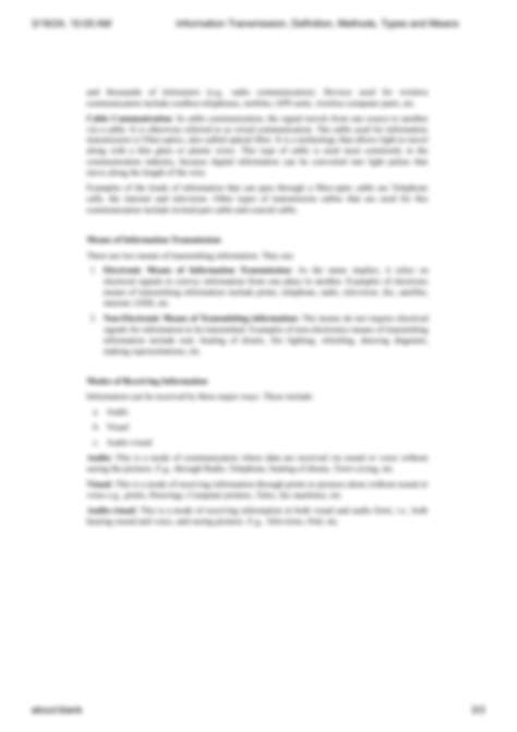 SOLUTION: Information transmission definition methods types and means ...