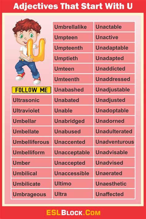 Adjectives That Start With U - English as a Second Language