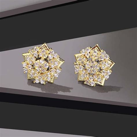 Buy Fida Wedding Luxurious Gold Plated American Diamond Stud Earring ...