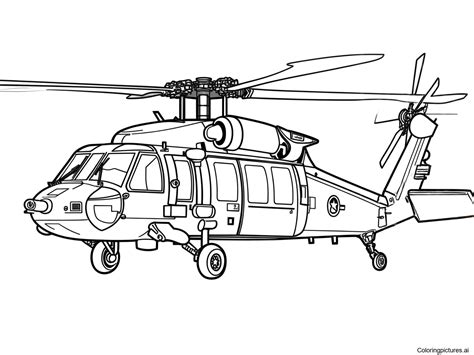 Army Helicopter - Free Printable Coloring Page
