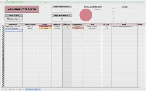 Assignment Tracker Template Google Sheets For Students at Joseph Graves ...