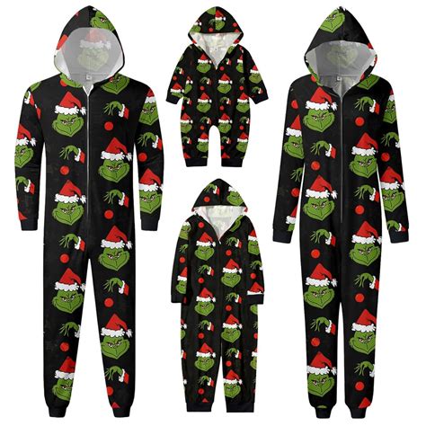 Family Matching Christmas Pajamas Set Green Grinch Onesies Sleepwear ...