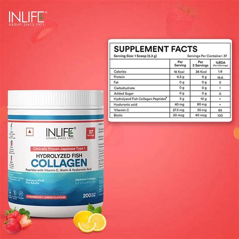 Inlife Hydrolyzed Japanese Marine Fish Collagen Peptides Powder ...