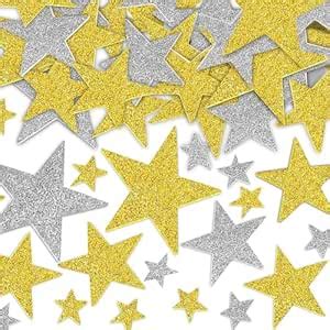 SEREBRUM 100pcs Glitter Star Cutouts | Paper Star Confetti Gold Glitter ...