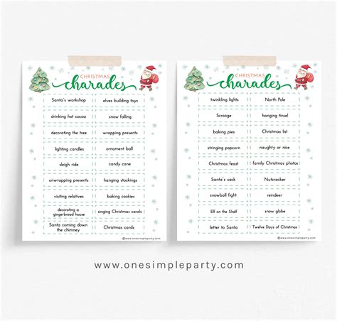 Free Printable Christmas Charades Game