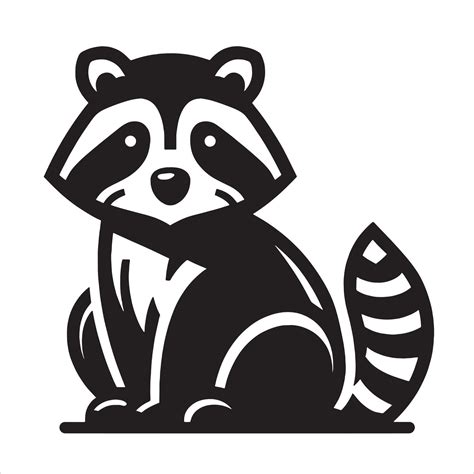 a black and white Clipart of a Cute raccoon sitting 42891333 Vector Art ...