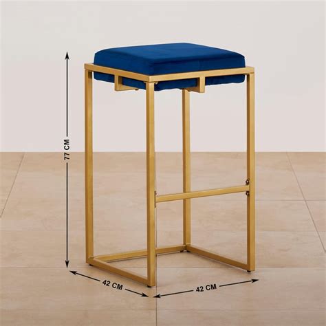 Buy Velvetica Velvet Bar Stool - Blue from Home Centre at just INR 4990.0
