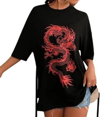 Buy Bokaro Half Sleeves Round Neck Graphic Printed Dragon Oversize ...