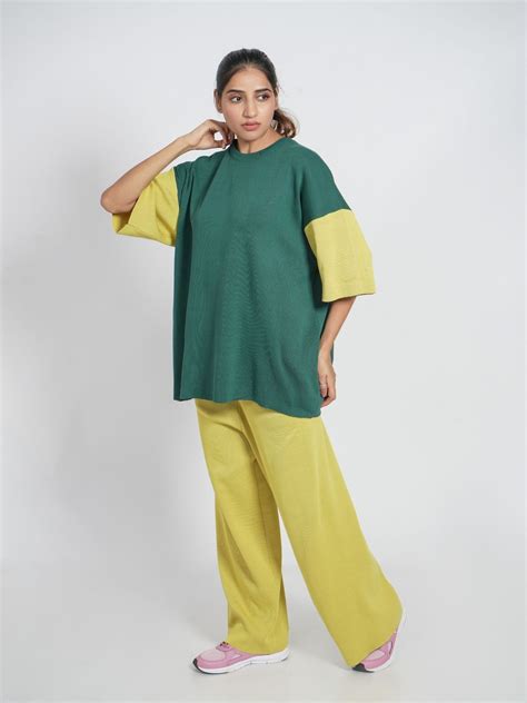 Green Colorblocked Oversized Set – Aderry