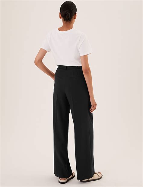 Buy Pleat Front Wide Leg Trousers at Marks & Spencer