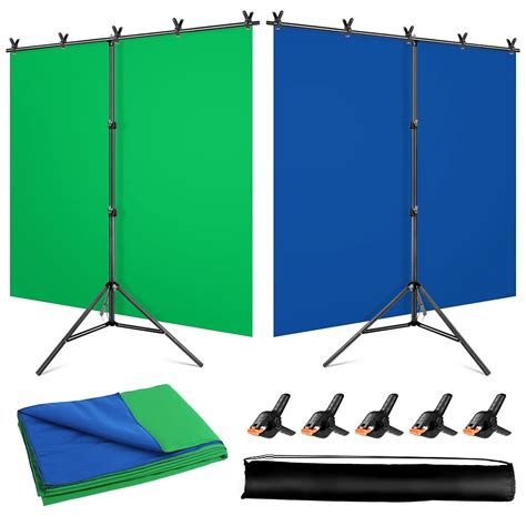Buy YAYOYA Green Screen Blue Screen Backdrop with Stand Kit 5x6.5ft, 2 ...