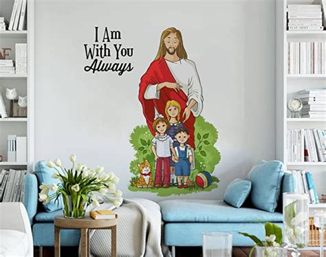 Rawpockets PVC Vinyl Decals ' Lord Jesus With Kids And Quote ' Medium ...