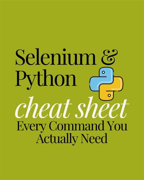 Image result for Selenium Python Cheat Sheet