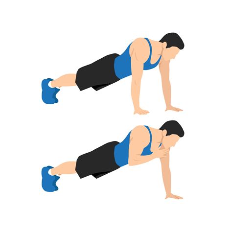 Plank shoulder taps exercise. Flat vector illustration isolated on ...