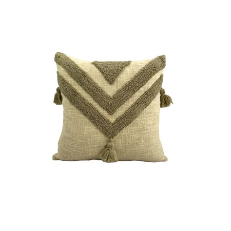 Buy Hand Tufted Beige Cotton Cushion Cover with Tassels Online – The ...