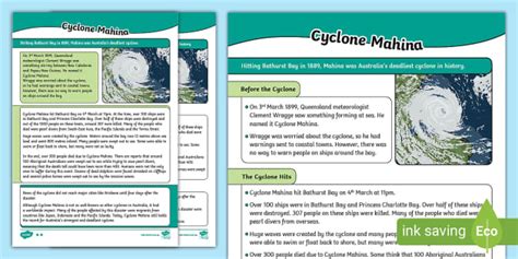 Cyclone Mahina Differentiated Fact Files (teacher made)