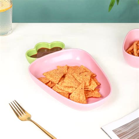 Ceramic Chip And Dip Platter Pink 550 ml Online - Premium Section Plate ...