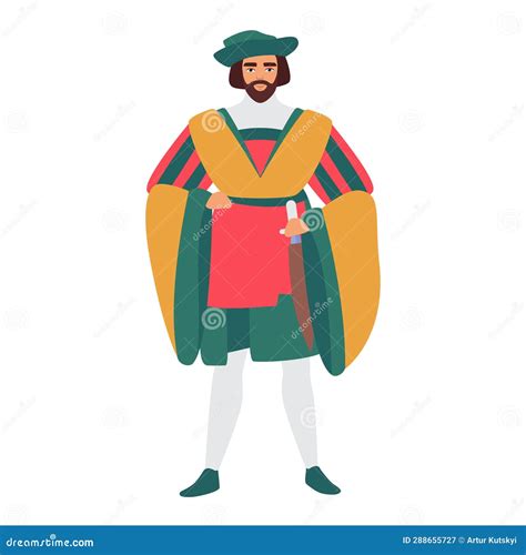 Medieval Knight Man in Fancy Clothes Stock Illustration - Illustration ...