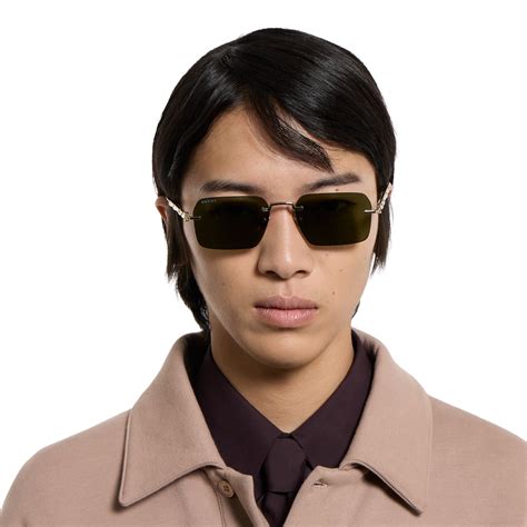 Frameless rectangular sunglasses in gold | GUCCI® US