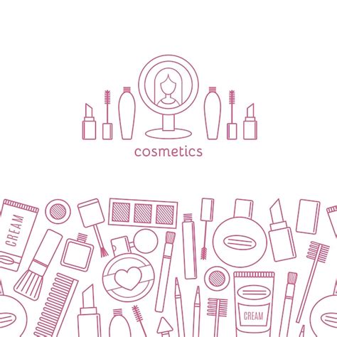 Pink banner horizontal makeup and cosmetics vector set background ...