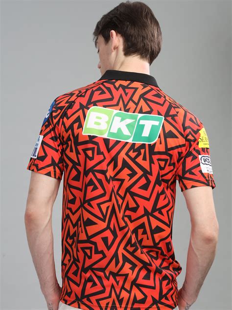 Buy Men's Red and Black Printed Half Sleeves Polo Neck Official IPL ...