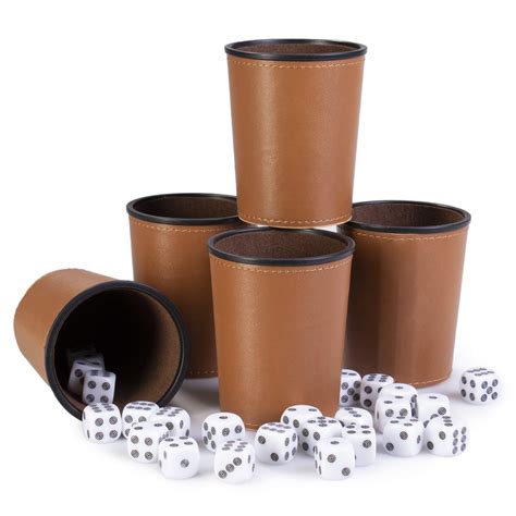 Buy 5 Leather Dice Cups and 25 Bullseye Dice by Bullseye Game Night ...