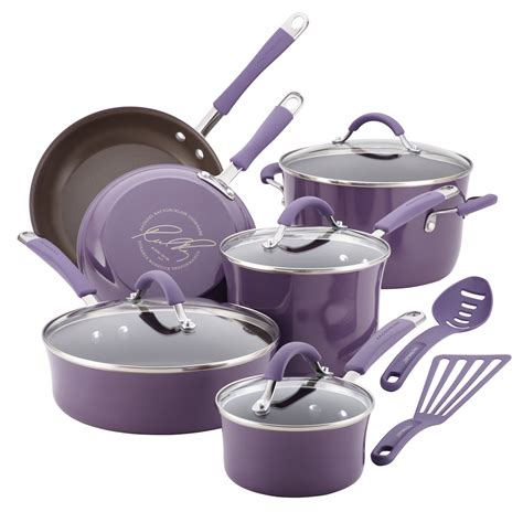 Rachael Ray Cucina Nonstick Cookware Set, 12-Piece, Lavender Purple ...