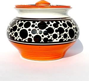 ARDVAN INDIA Hand-painted & Handcrafted Ceramic Handi (Black, Orange ...