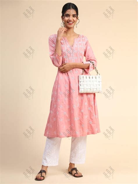 House Of Kari Chikankari Embroidered Cotton White Relaxed Pants-10 ...