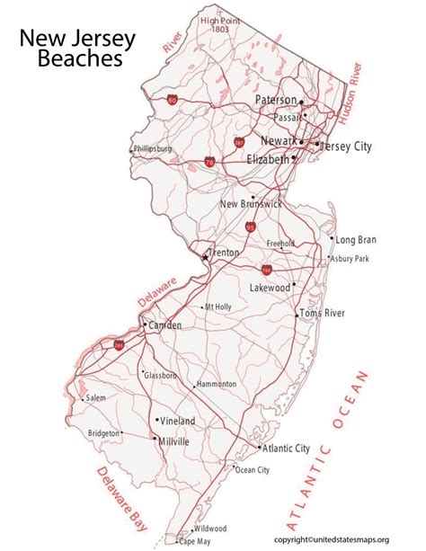 New Jersey Beaches Map | Map of New Jersey Beaches